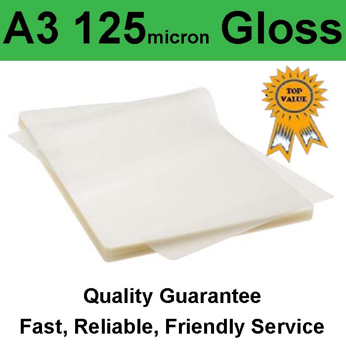 A3 Laminating Pouch Film 125 Micron Gloss (PK 100) Print Finishing
